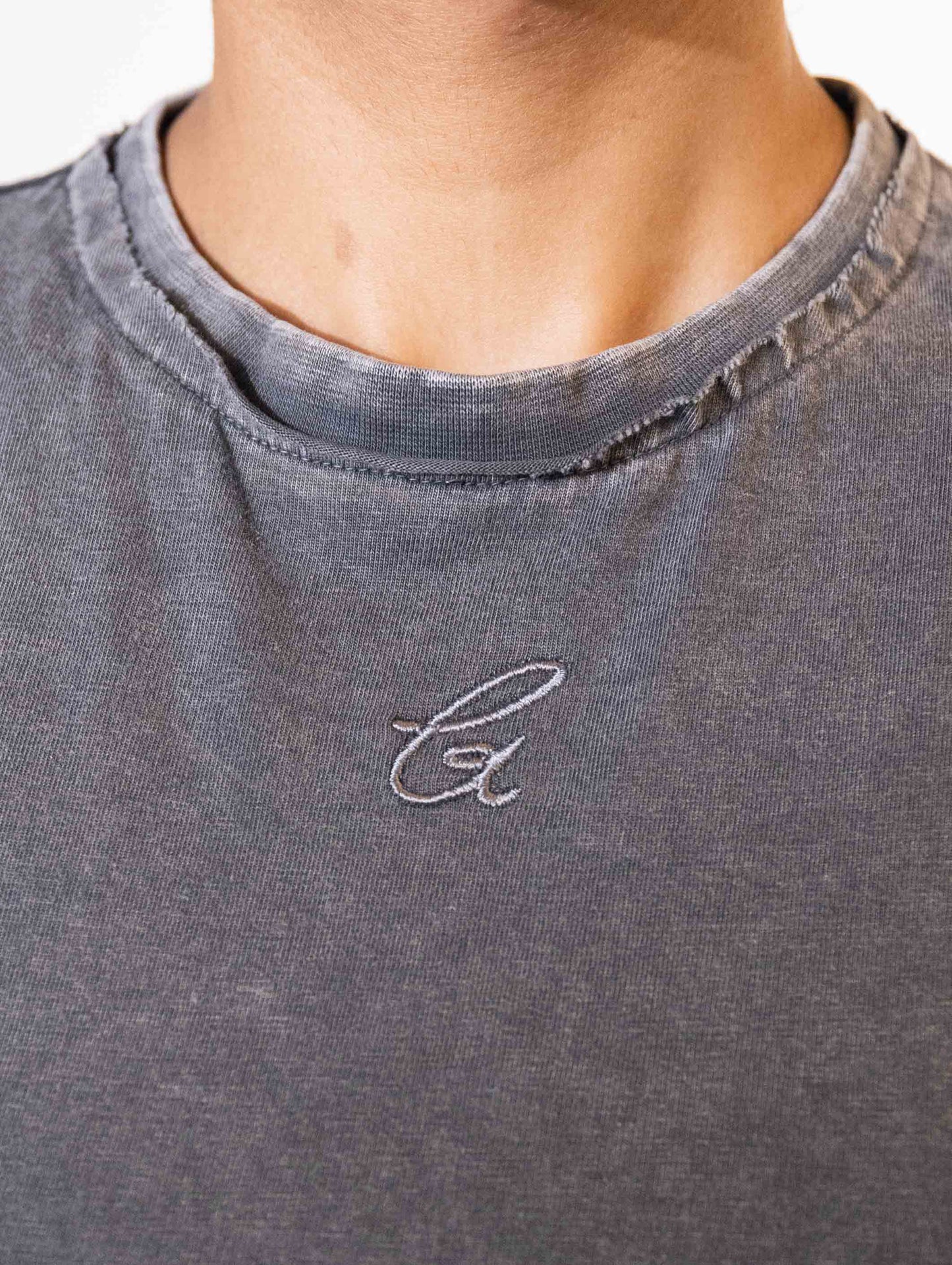 Smoke Embroidered Crop Tee