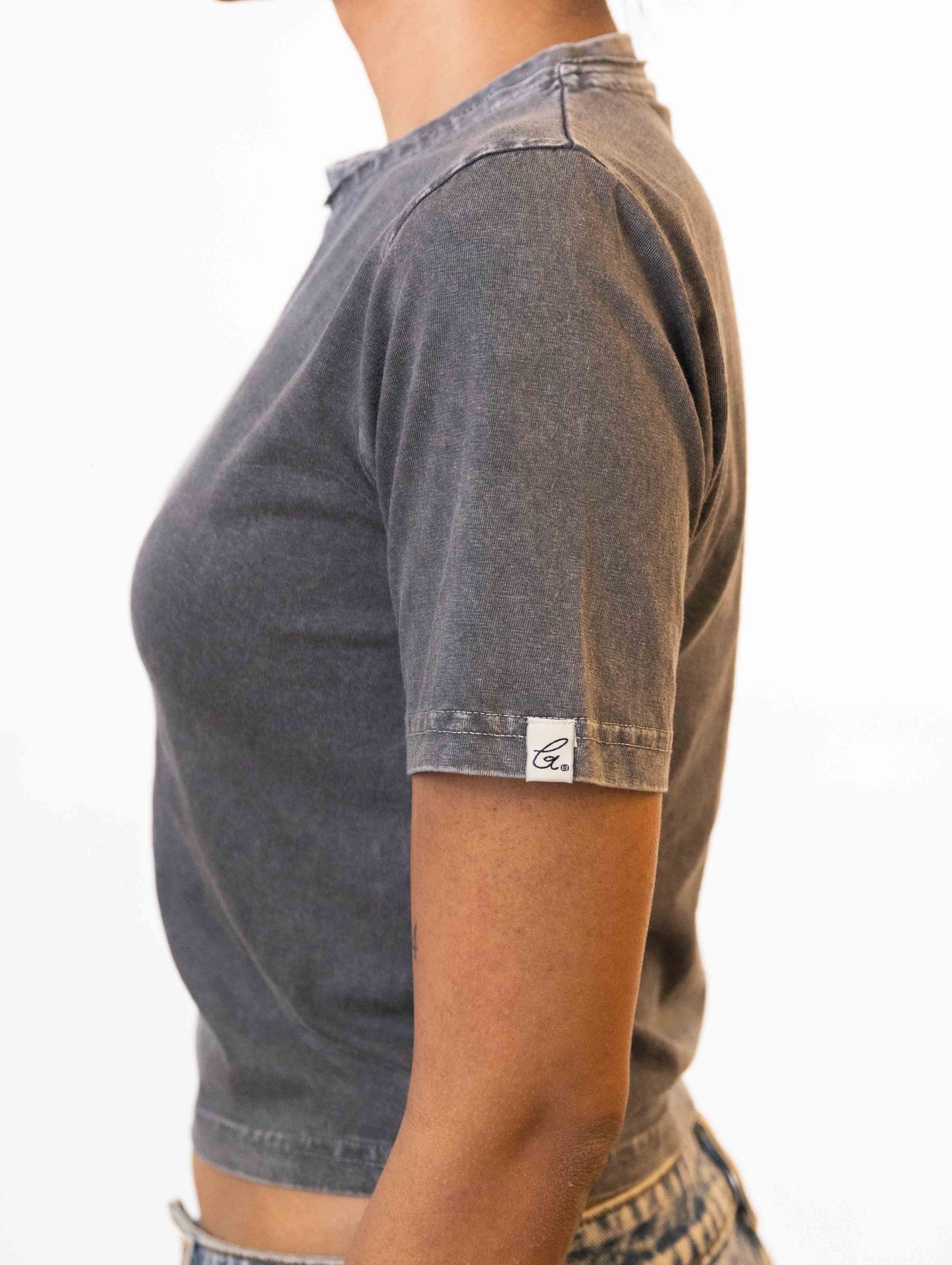 Smoke Embroidered Crop Tee