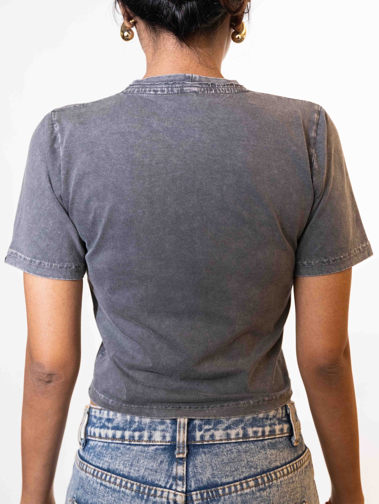Smoke Embroidered Crop Tee