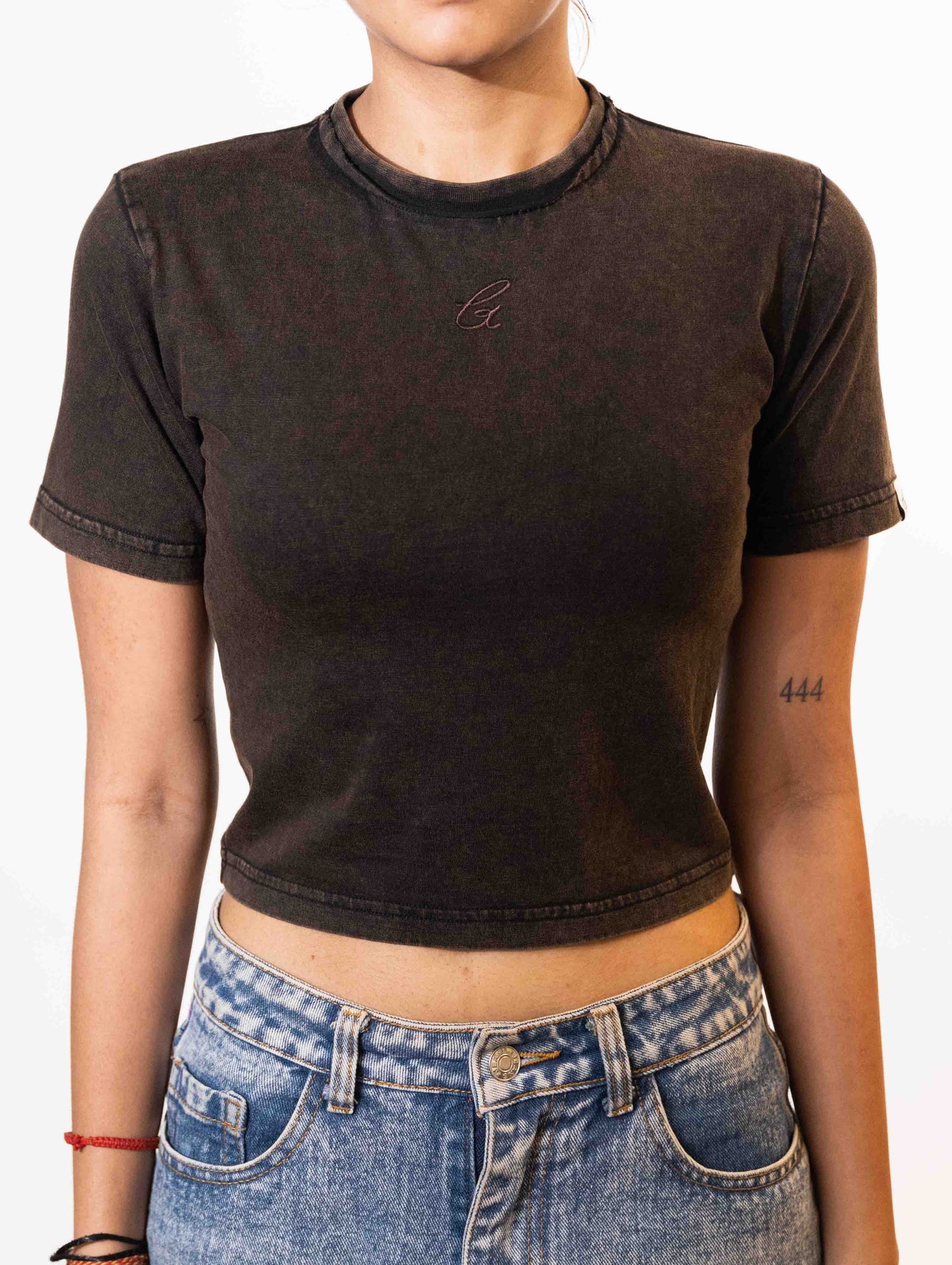 Hash Embroidered Crop Tee