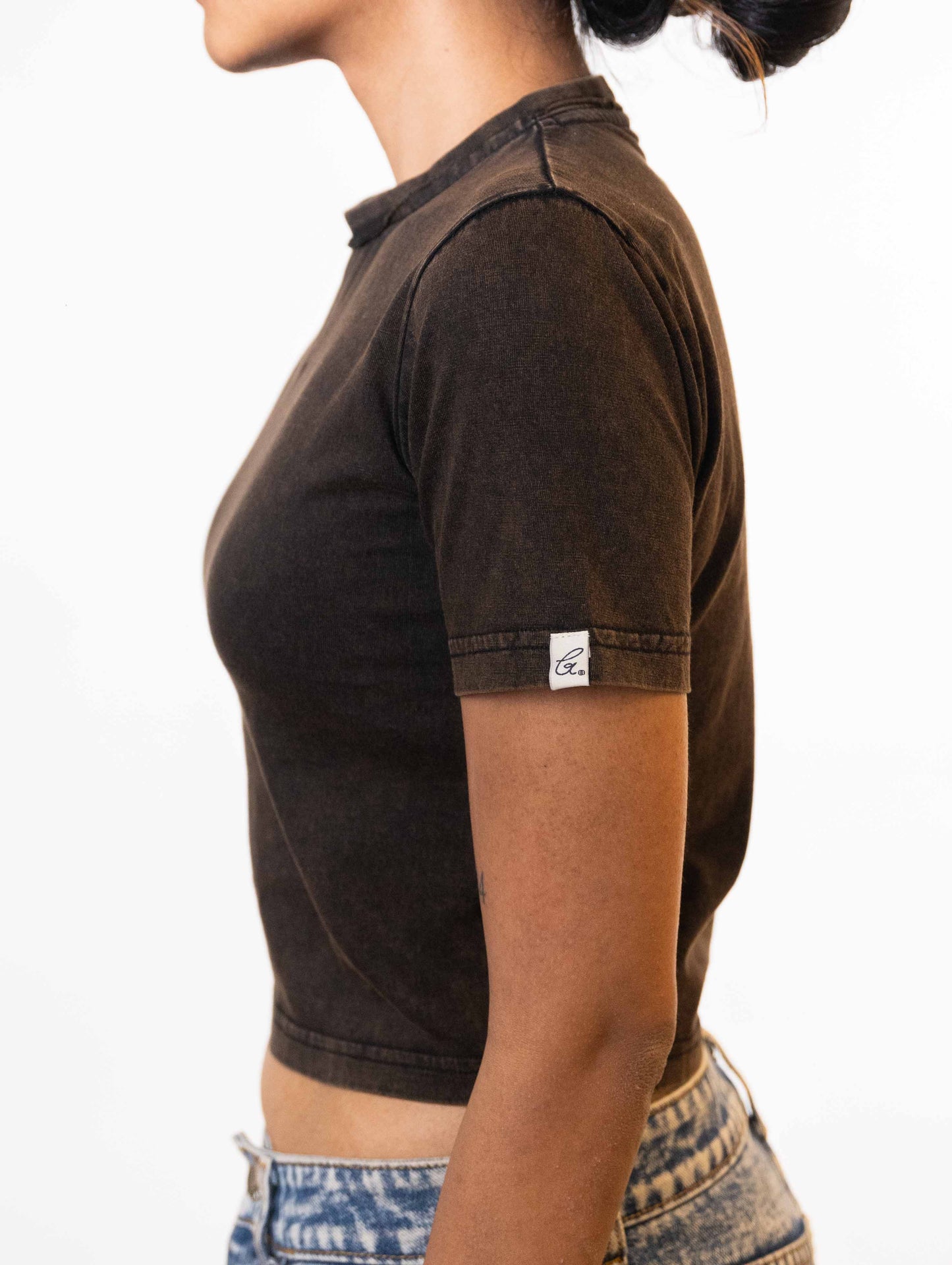 Hash Embroidered Crop Tee