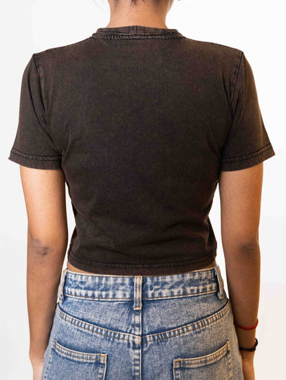 Hash Embroidered Crop Tee