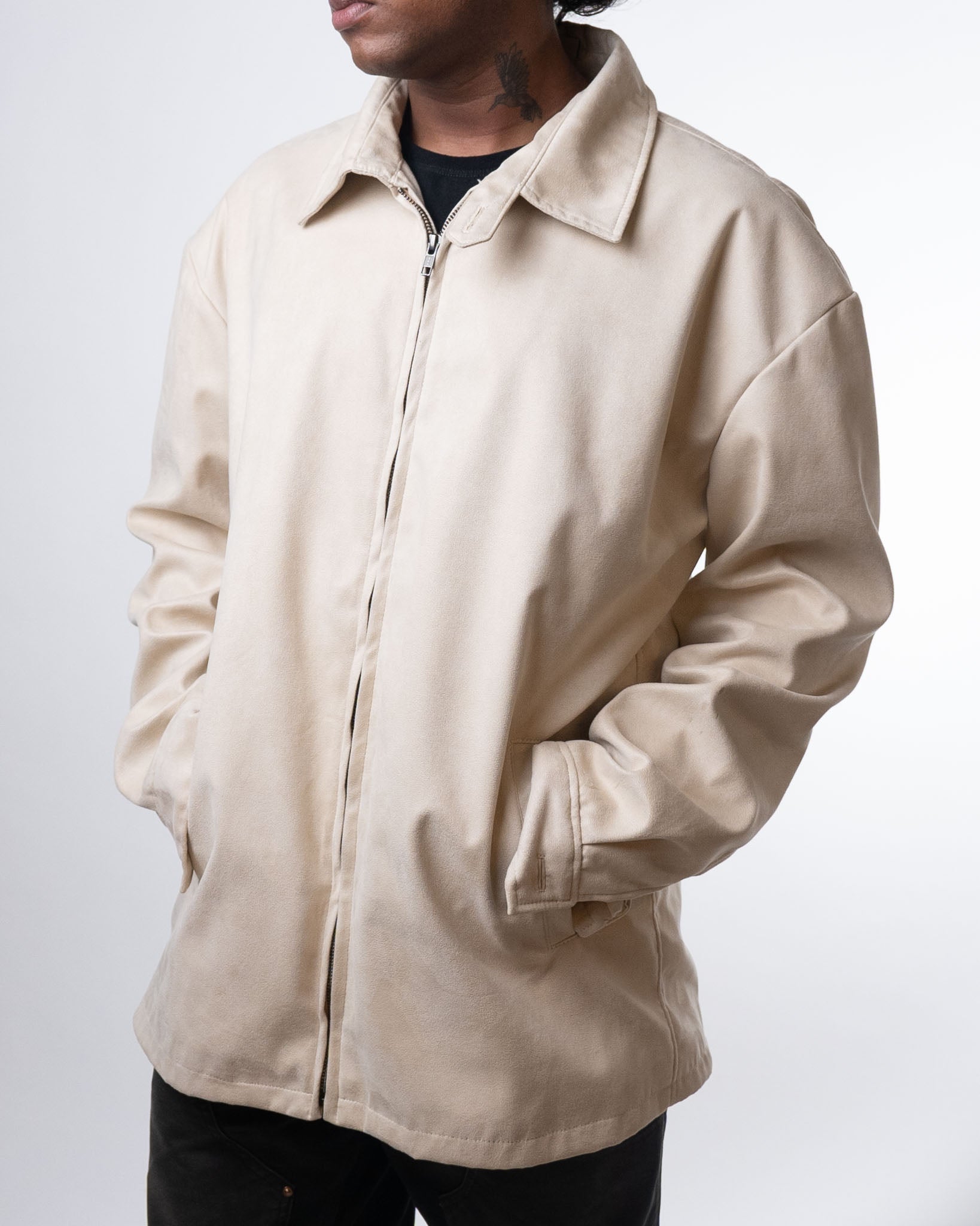 Sand Faux Suede Jacket