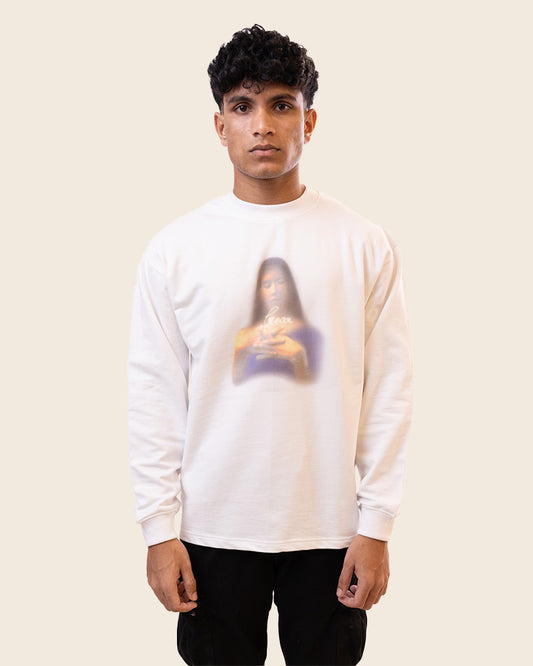 Prayer Full Sleeves T-shirt in White