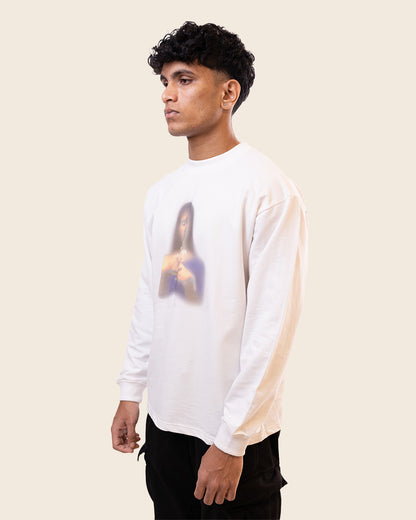 Prayer Full Sleeves T-shirt in White